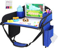 Kids Travel Tray, Travel Tray For Kids Car Seat, Toddler Road Trip Essentials With Drawing Kit, Carseat Tray For Kids Travel, Travel Activities Road Trip Must Haves For Kids (Navy Blue)