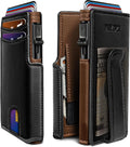 Men Wallet,with Money Clip Coins Pocket ID Window,Slim Front Pocket RFID Blocking Pop-up Card Holder 3.9"x 2.7", Gift Boxed