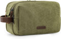 BAGSMART Toiletry Bag for Men, Canvas Travel Toiletry Organizer Dopp Kit Water-resistant Shaving Bag for Toiletries Accessories (Green, Medium)