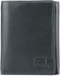 ID Stronghold Men's Leather Trifold Wallet - RFID Blocking - Black Wallet with Gift Box