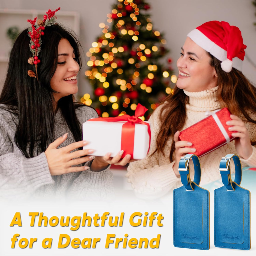 Travelambo Luggage Tags for Suitcases PU Leather Travel Tags Bag Tags Privacy Protection Travel Essentials