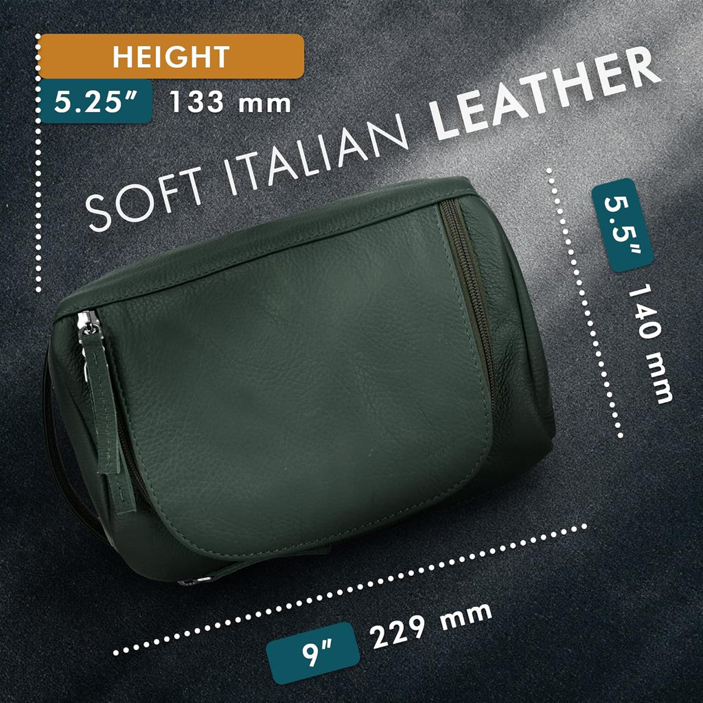 ELIZO Premium REAL Leather Toiletry Bag for Men Dopp Kitt Hanging Mens Toiletry Large TSA Toiletries Bag Shaving Grooming Bag Organizer Espresso