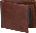 VISOUL Leather Wallets Bifold for Men with 2 ID Windwows, Men's Designer Card Holder Wallets with RFID Blocking (Brown)