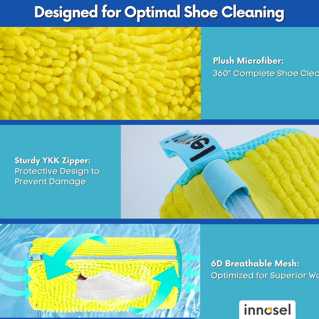 Shoe Washing Machine Bag | Laundry Shoe Bag for Washer and Dryer - Reusable Sneaker Washing Bag with Extra Strength & Secure Zipper | For All Shoes Types | Protects & Cleans Shoes - 2 Pack Large Size