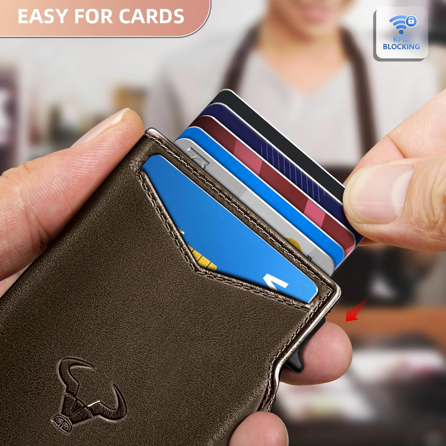 BULLIANT Men Wallet Gift Boxed,Slim Front Pocket Wallet Money Clip Card Holder 3.8"x2.7",Pop-up Access