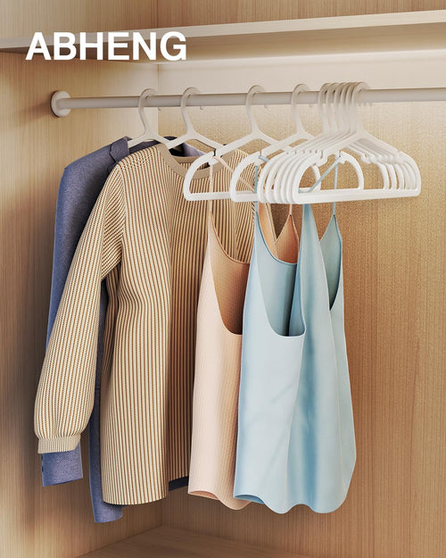 100 Pack Clothes Hangers, Non Slip Plastic Coat Hangers, Space Saving Hangers, Heavy Duty, Hanging Dry Wet Clothes, 16.4" x 8.3", White, UAPY05100W