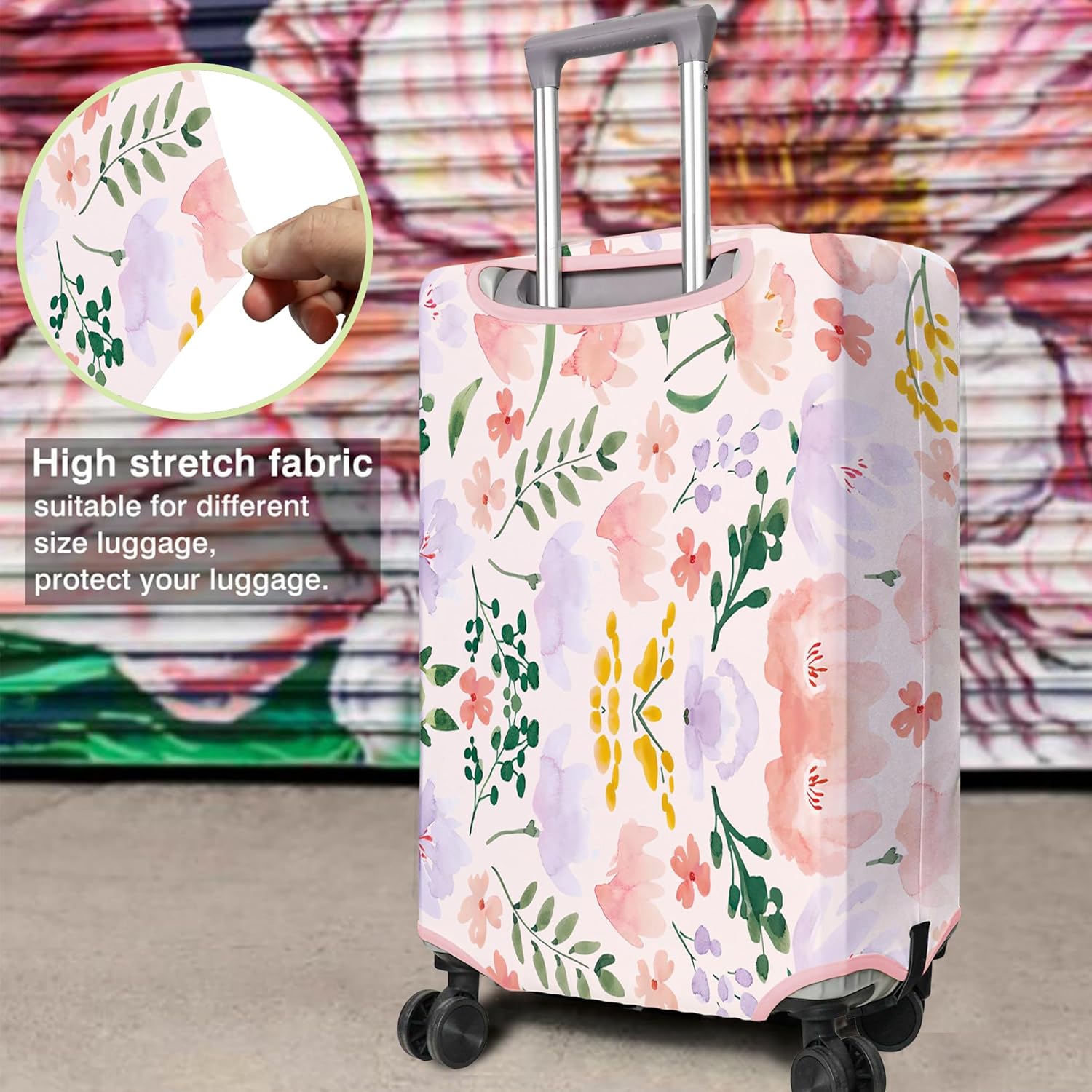 Travel Luggage Cover Suitcase Protector Fits 18-32 Inch Wheel Covers PatternedTravel Related Items Flower Luggage Protector Elastic S