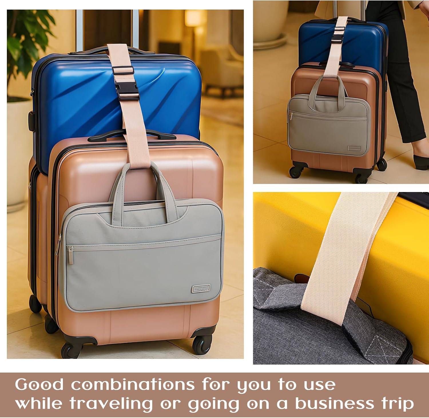 Weewooday 8 Pcs Luggage Straps Suitcase Tags Set for TSA Approved, 4 Travel Adjustable Suitcase Belt, 4 Silicone Luggage Tags with Name ID Card Travel Accessories(Light Pink,Airplane)