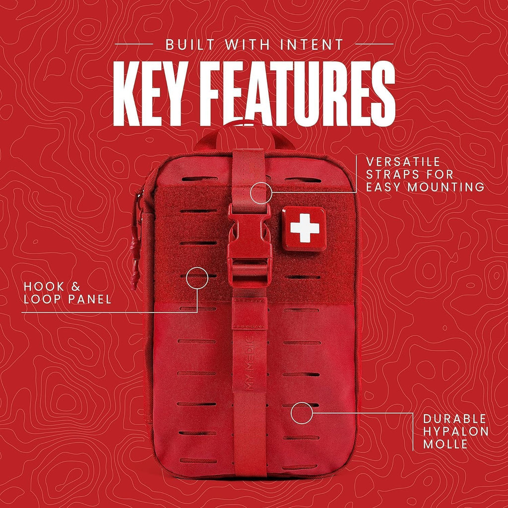 MY MEDIC MyFAK Standard Ifak First Aid Kit - 132 Life Saving Trauma and Medical Items - HSA FSA Eligible Survival Kit for Camping or Your Car - RED