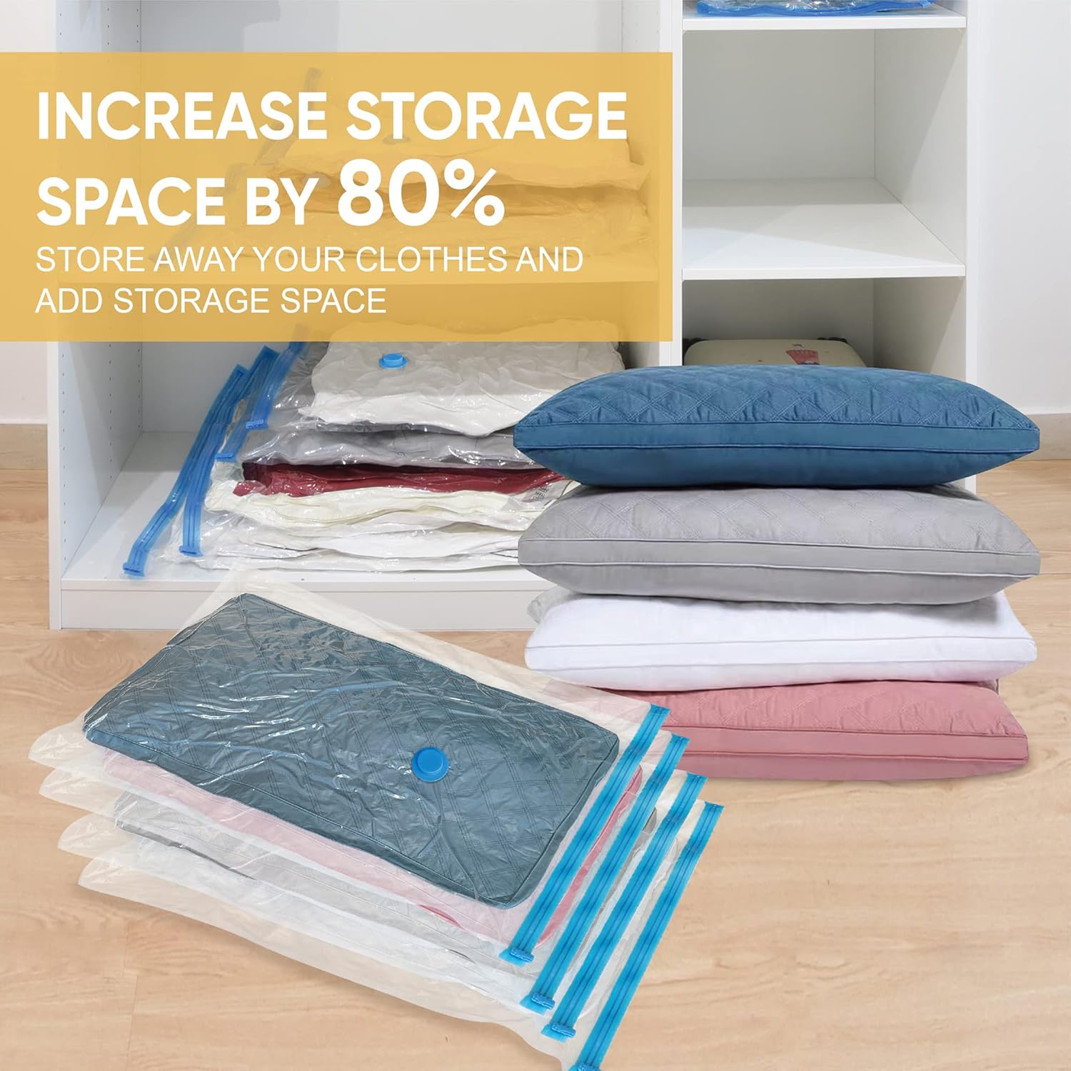 10 Medium Vaccum Storage Bags, Space Saver Vacuum Storage Bags Medium, Space Bags, Vacuum Seal Bags for Clothes with Travel Hand Pump