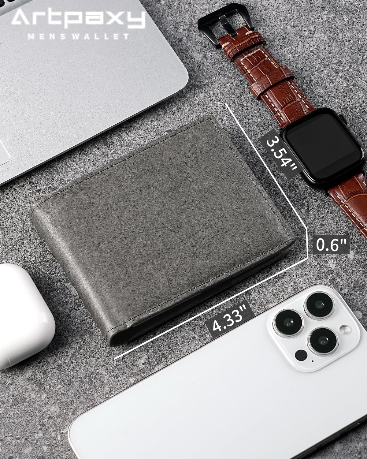 Mens Wallet Bifold Genuine Leather RFID Blocking Wallet for Men with 1 ID Windows 13 Card Holders 2 cash pockets 1 Gift Box