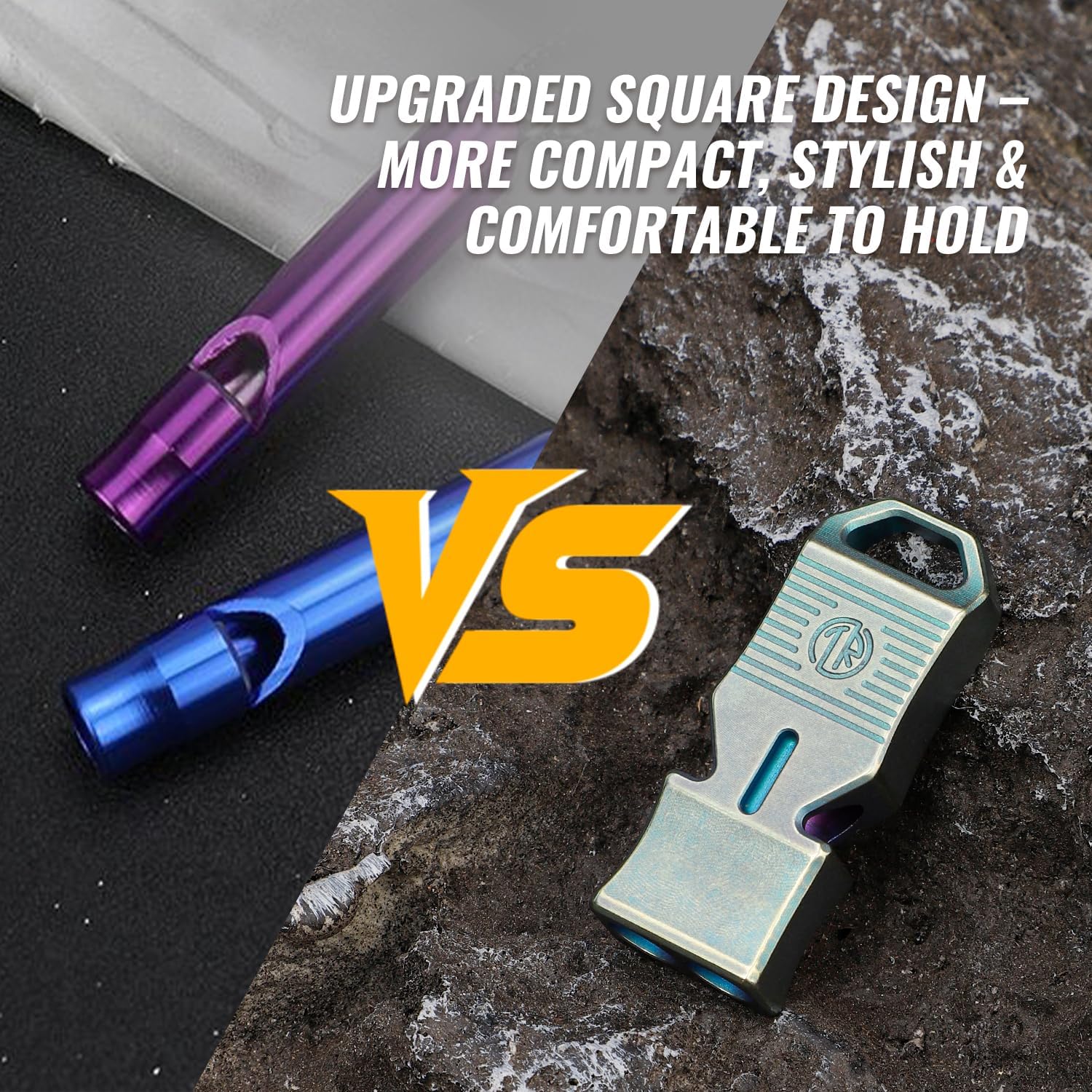 TACRAY Titanium Emergency Survival Whistle, Portable Necklace Whistle, Loud Whistle up to 120~130db, Good for Life Saving, Hiking, Camping, and Pet Training