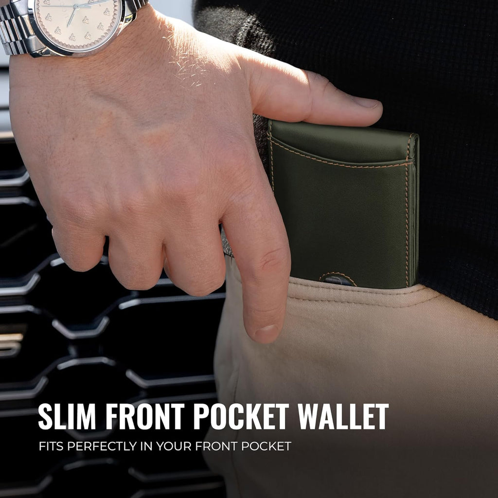 Kingly Cash Pocket Slim Wallet for Men - RFID Blocking Leather Card Holder - Minimalist Men’s Wallet for Front Pockets - Holds 1-15 Cards & Cash - Durable Italian Leather Wallets