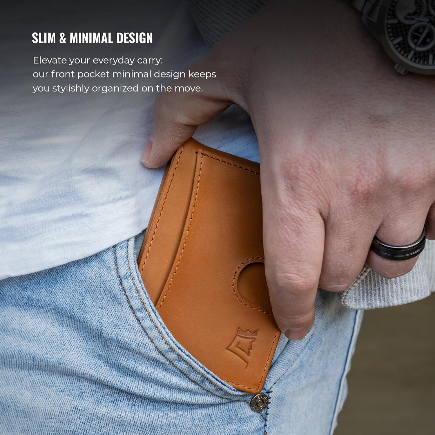 Kings Loot Money Clip Slim Minimalist Wallet for Men | RFID Blocking Leather Design with Money Clip | Front Pocket Bifold Holds 12 Cards | Stylish & Compact Wallets (Buckskin)