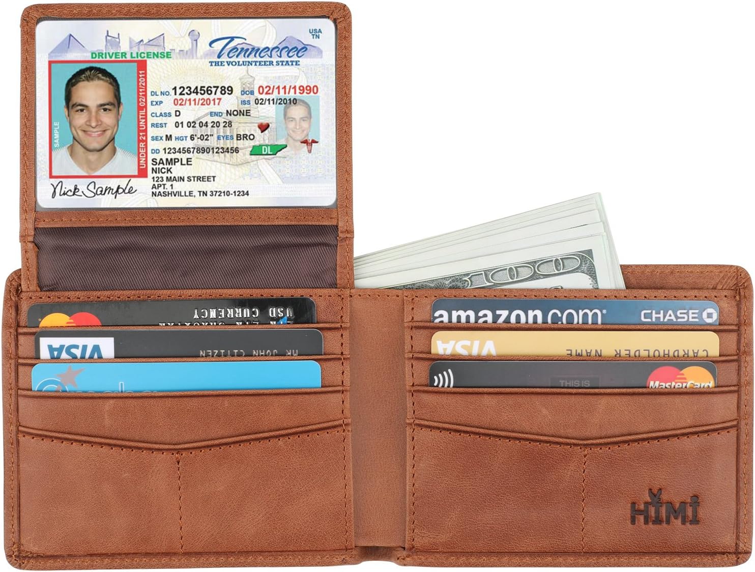 Wallet for Men-Genuine Leather RFID Blocking Bifold Stylish Wallet With 2 ID Window