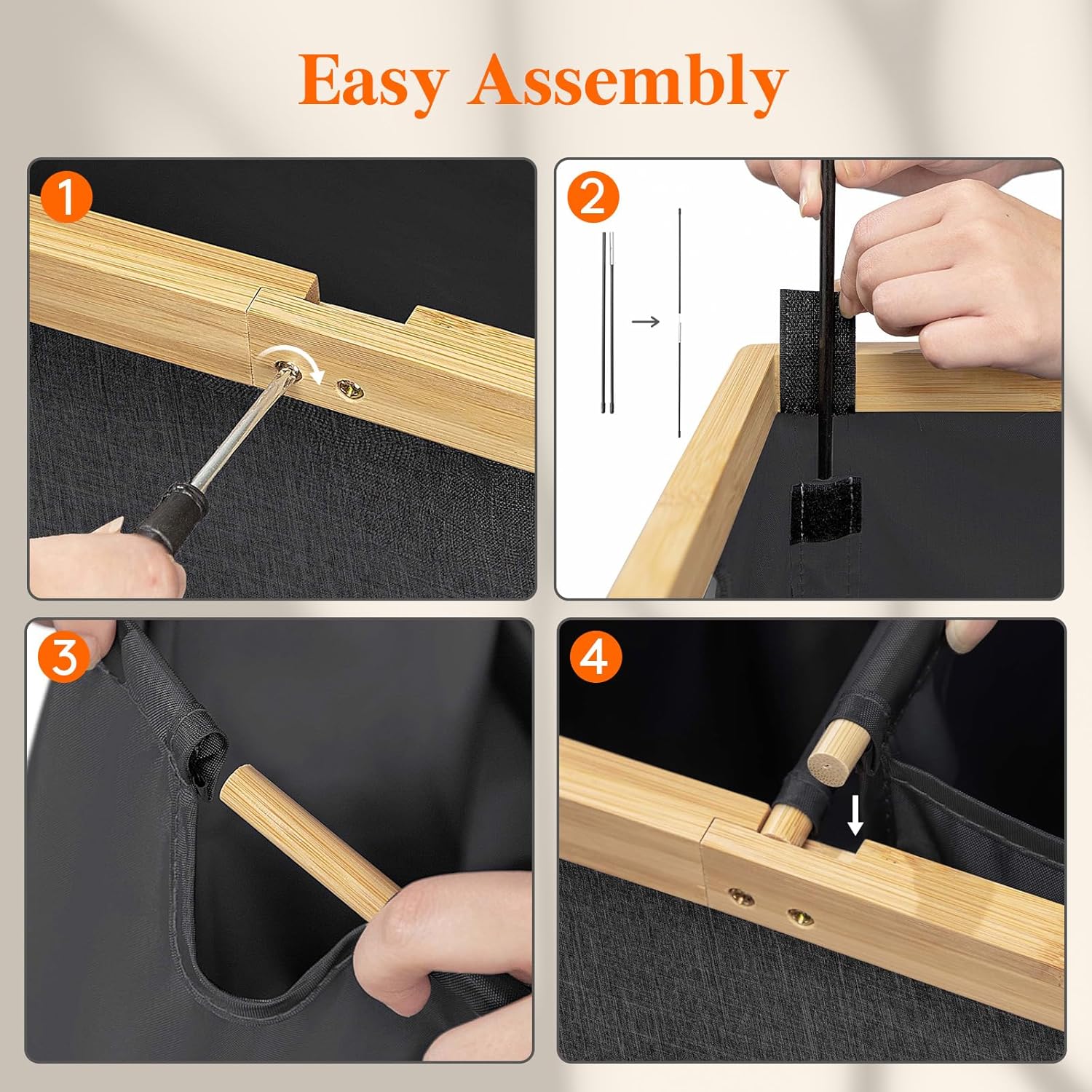 Lifewit 120L Double Laundry Hamper with Lid, Extra Large Bamboo Laundry Basket Dirty Clothes Hamper, 2 Section Laundry Bin Organizer for Laundry Room Bedroom with 2 Removable Liners & Bags, Dark Gray