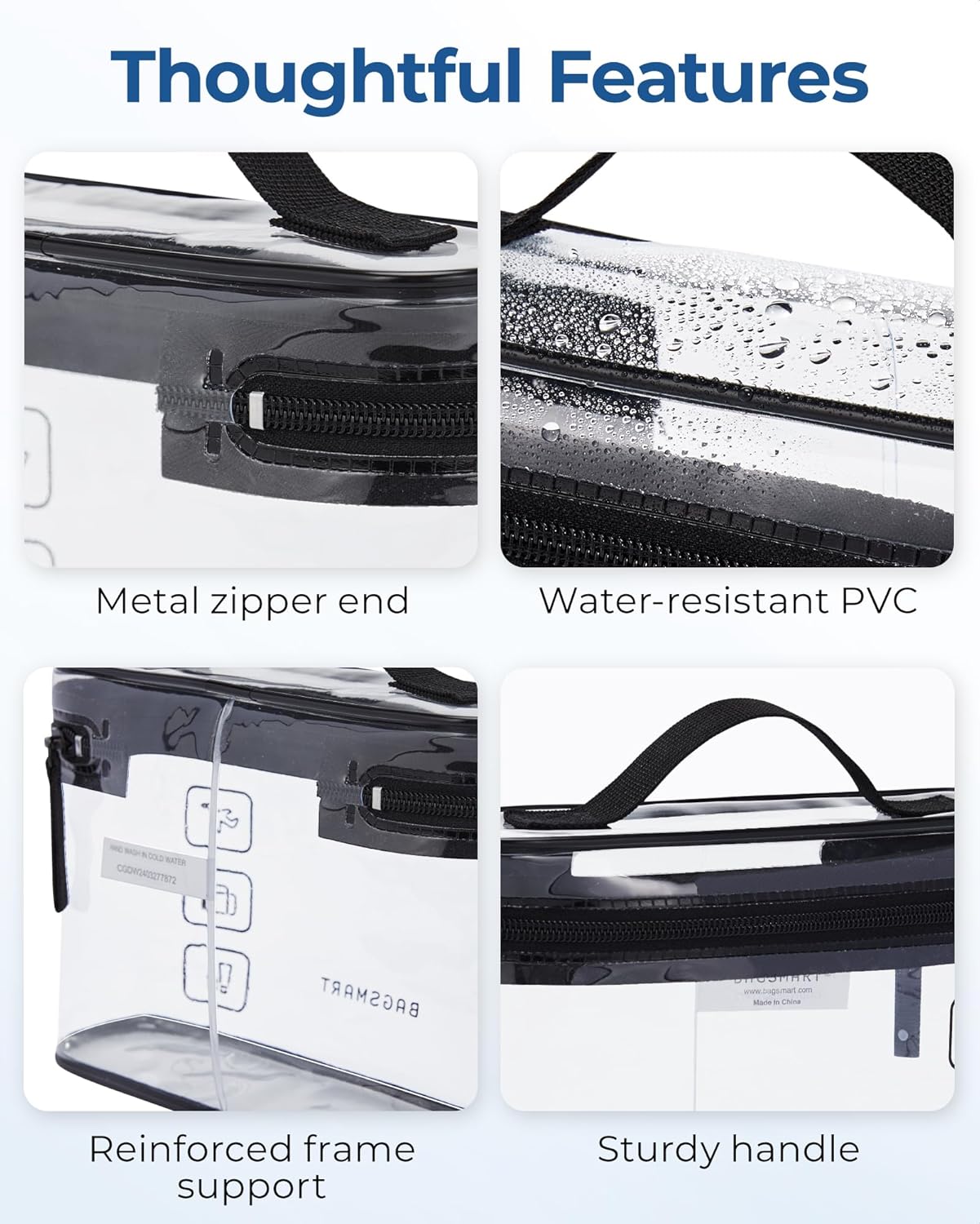 BAGSMART TSA Approved Toiletry Bag, 2 Pack Clear Makeup Cosmetic Bag Organizer, Quart Size Travel Bag for Toiletries, Carry-on Travel Accessories Essentials, Green-2pcs