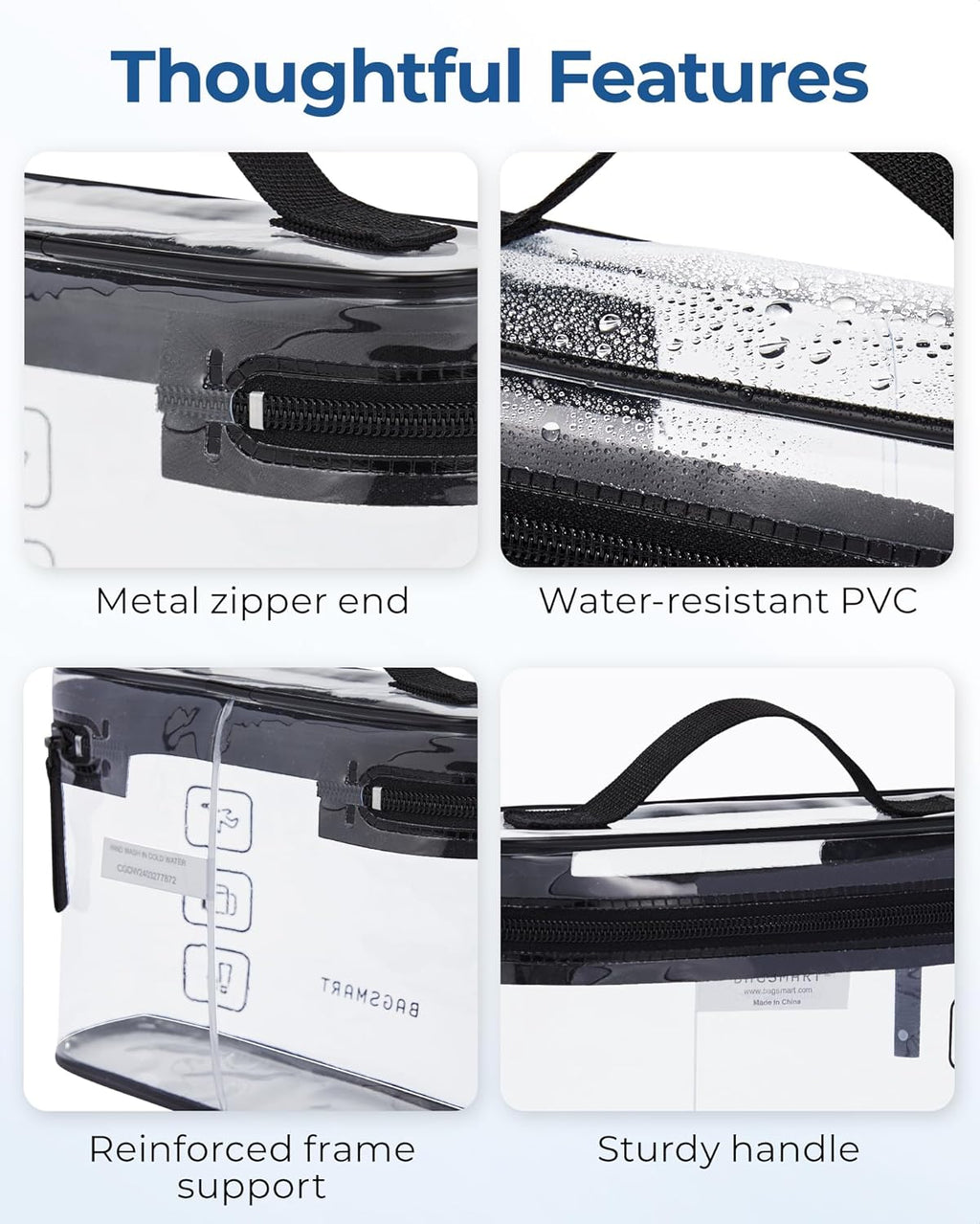 BAGSMART TSA Approved Toiletry Bag, 2 Pack Clear Makeup Cosmetic Bag Organizer, Quart Size Travel Bag for Toiletries, Carry-on Travel Accessories Essentials, Purple-2pcs