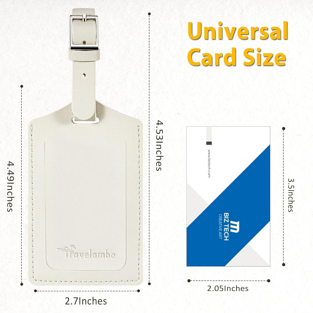 Travelambo Luggage Tags for Suitcases PU Leather Travel Tags Bag Tags Privacy Protection Travel Essentials