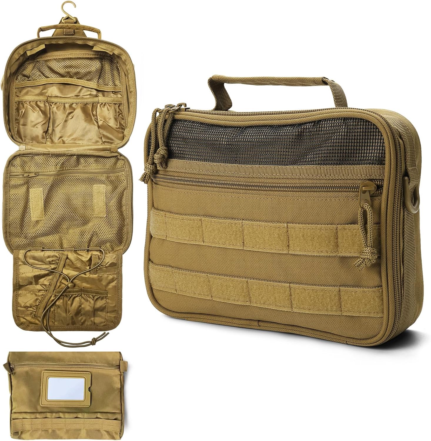 VELVEBAG Toiletry Bag for Men, Mens Travel Bag Toiletry Organizer Dopp Kit Waterproof Bathroom essentials Hanging Shaving toiletries Bag for Men Travel for Cosmetic,Toiletries Accessories, Khaki