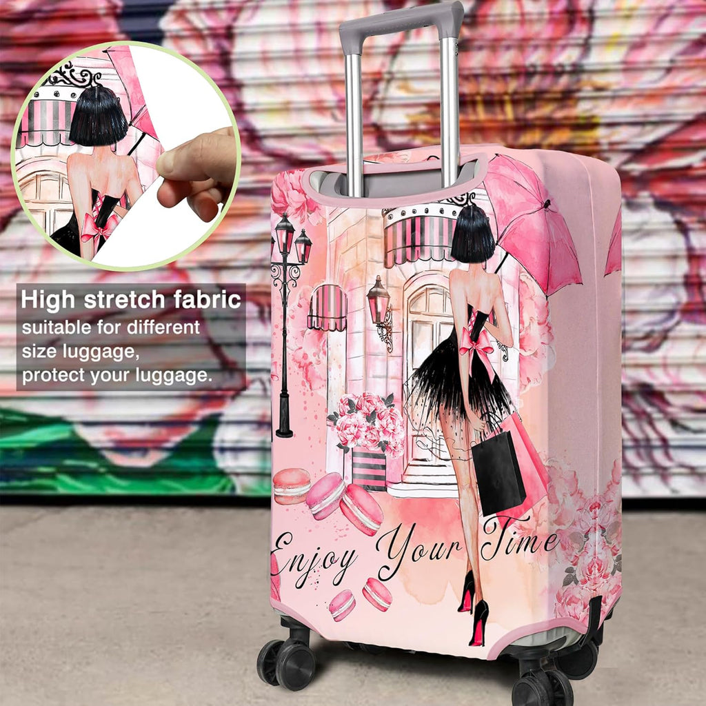 Travel Luggage Cover Suitcase Protector Fits 18-32 Inch Wheel Covers PatternedTravel Related Items Flower Luggage Protector Elastic S