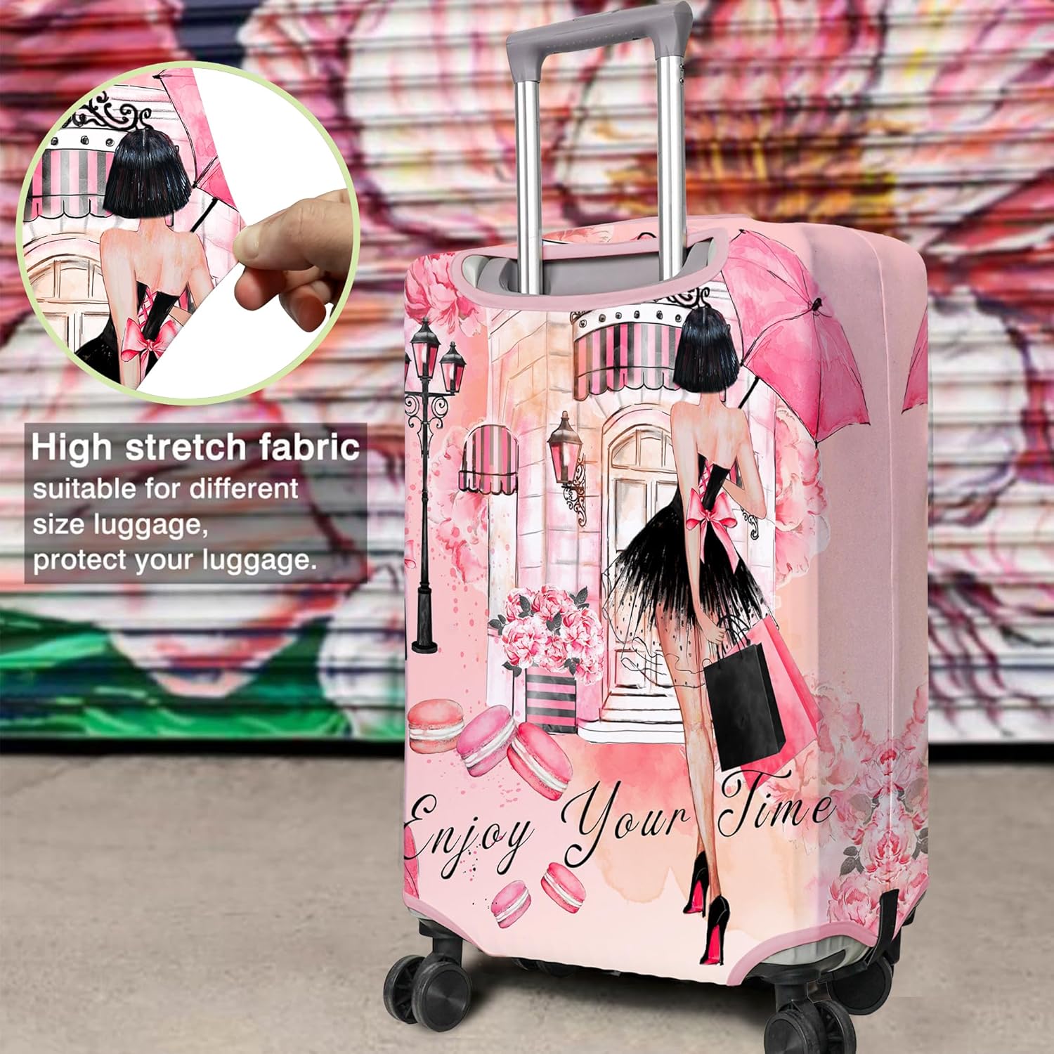 Travel Luggage Cover Suitcase Protector Fits 18-32 Inch Wheel Covers PatternedTravel Related Items Flower Luggage Protector Elastic XL