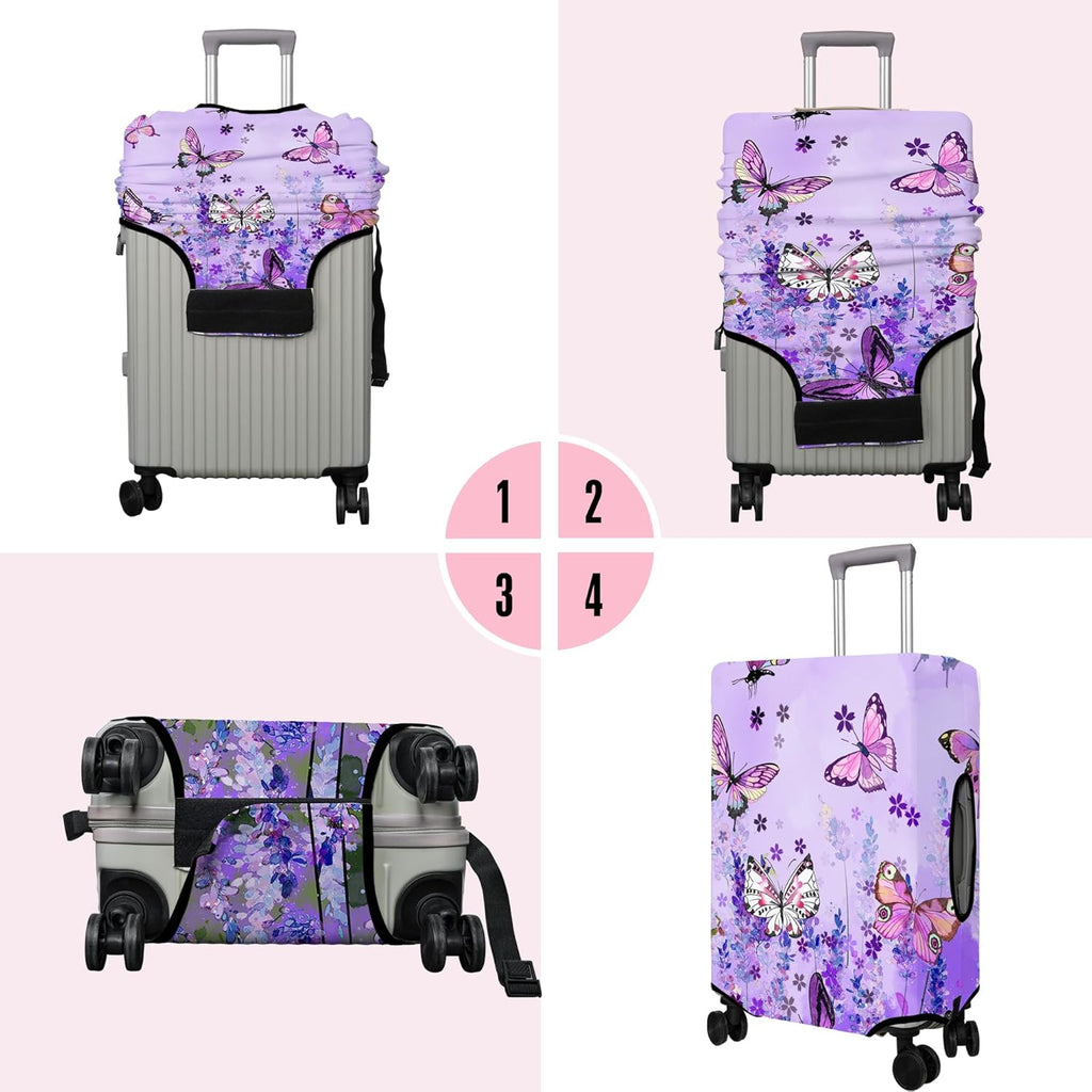 Travel Luggage Cover Suitcase Protector Fits 18-32 Inch Wheel Covers PatternedTravel Related Items Flower Luggage Protector Elastic L