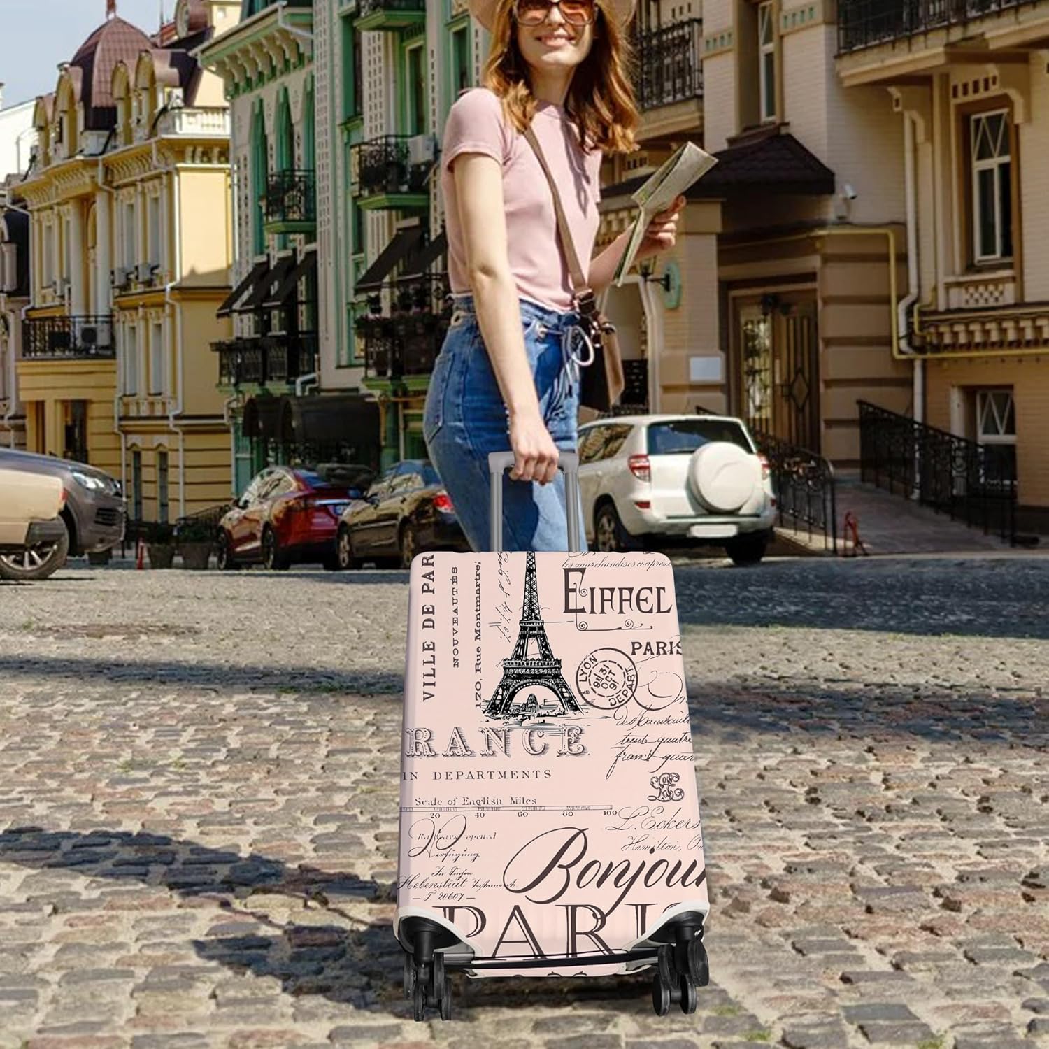 Travel Luggage Cover Suitcase Protector Fits 18-32 Inch Wheel Covers PatternedTravel Related Items Flower Luggage Protector Elastic XL