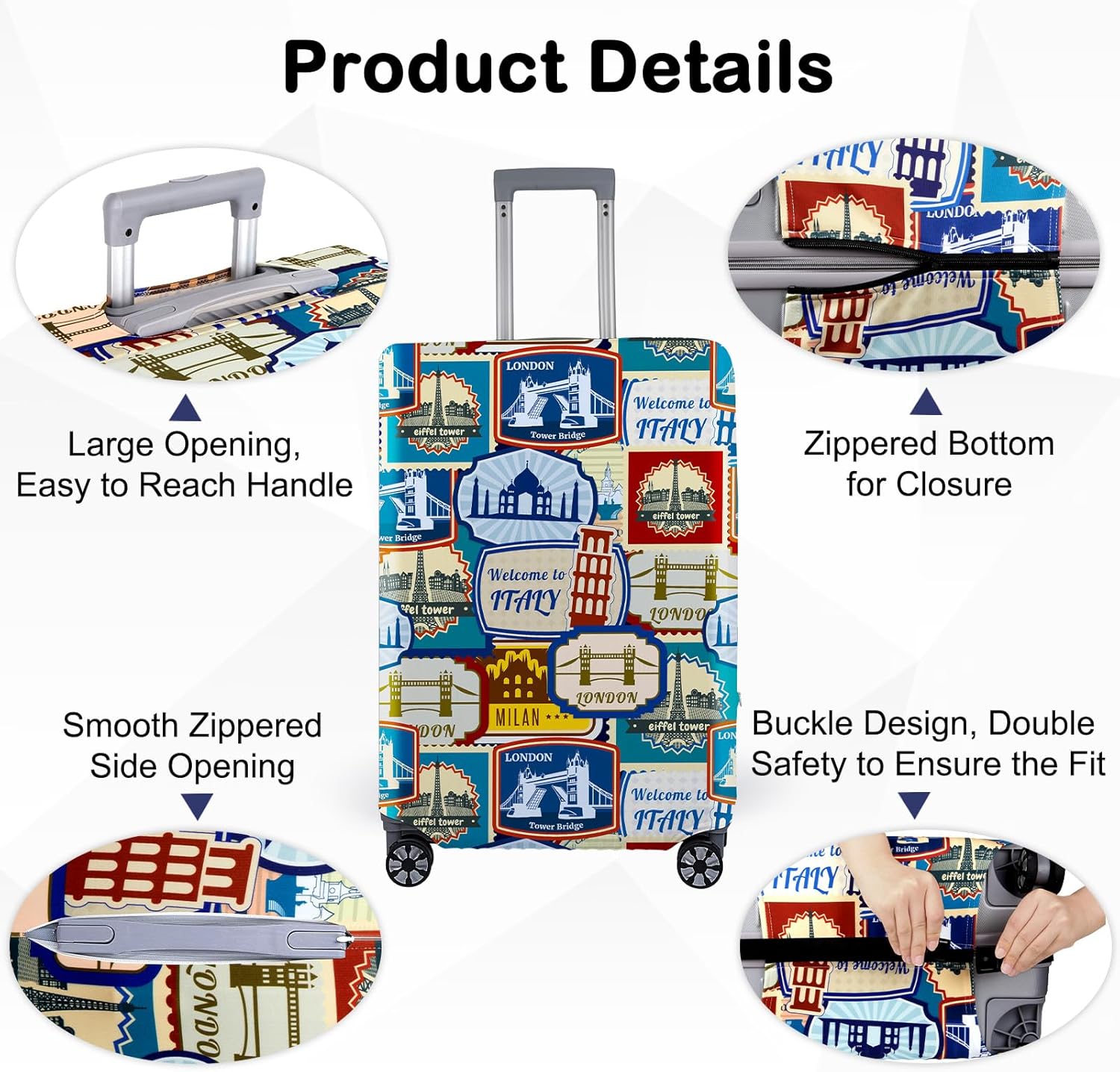 Pink Dino Suitcase Luggage Cover, Thick Suitcase Cover for Carry on Luggage Protector Fits 18-30 Inch Case