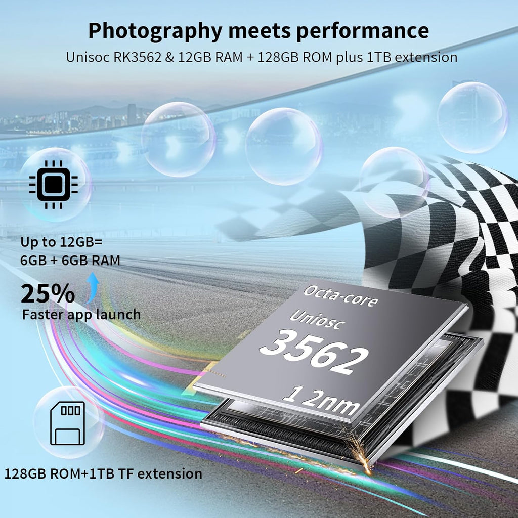 Android 14 Tablet with Keyboard, 12GB RAM (6+6), 128GB Storage, 1TB Expandable, 8000mAh Battery, 10 Inch 2-in-1 Tablets, Includes Case, Mouse & Stylus（Black）