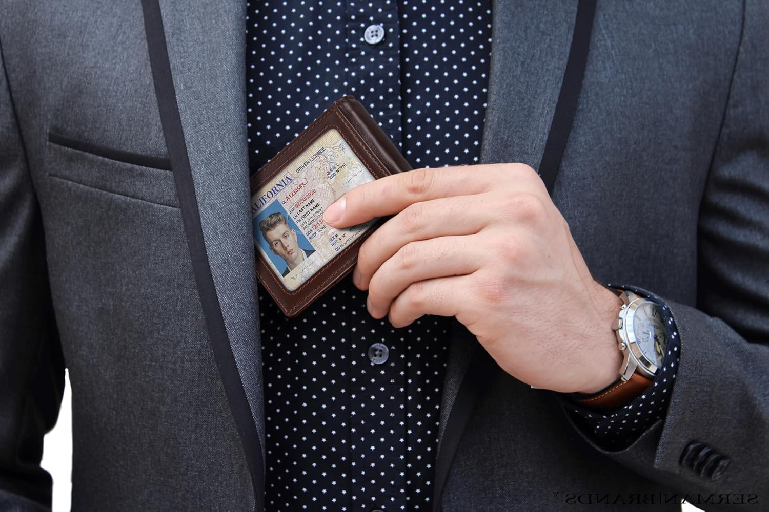 SERMAN BRANDS RFID Blocking Slim Bifold Genuine Leather Minimalist Front Pocket Wallets for Men with Money Clip Thin Gift