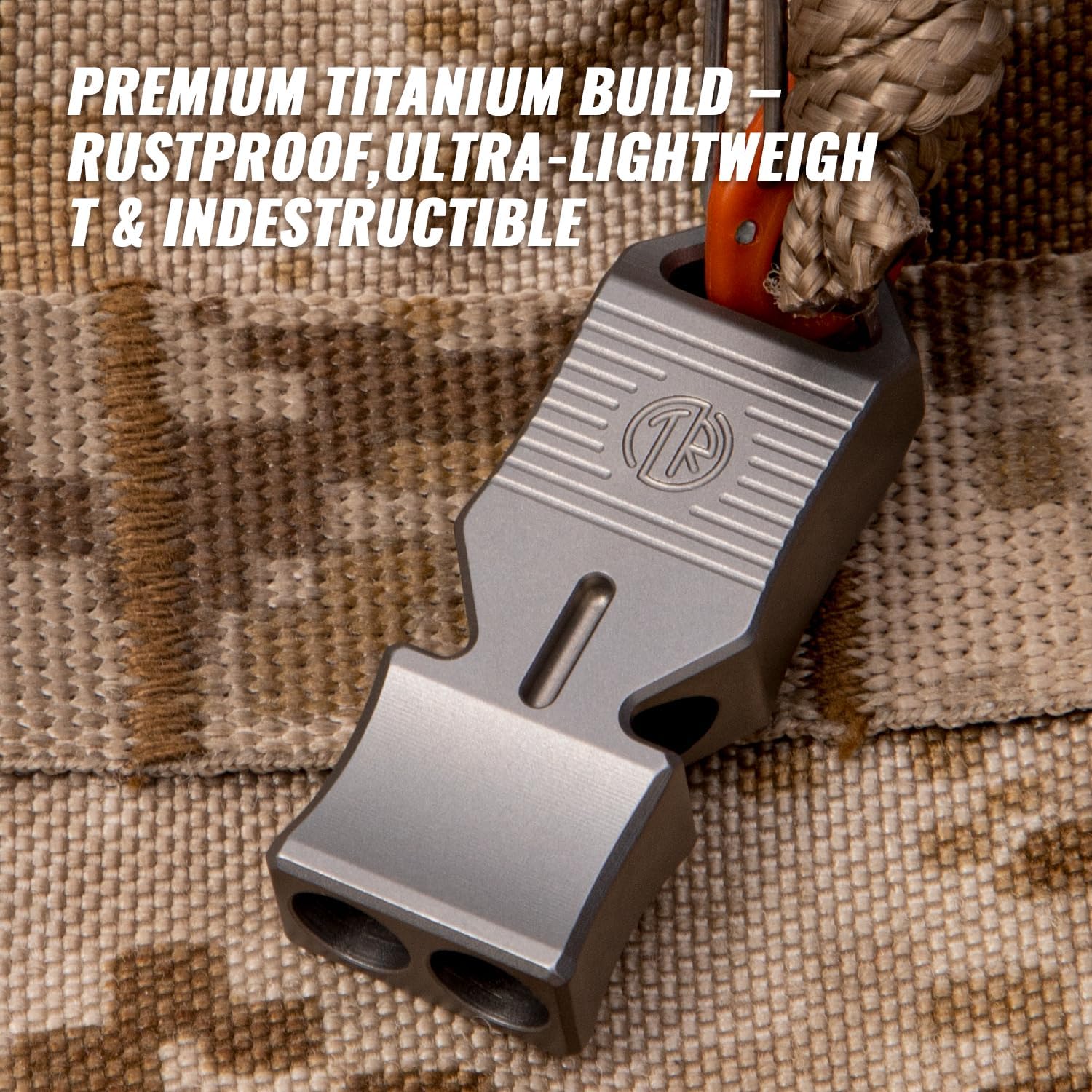 TACRAY Titanium Emergency Survival Whistle, Portable Necklace Whistle, Loud Whistle up to 120~130db, Good for Life Saving, Hiking, Camping, and Pet Training