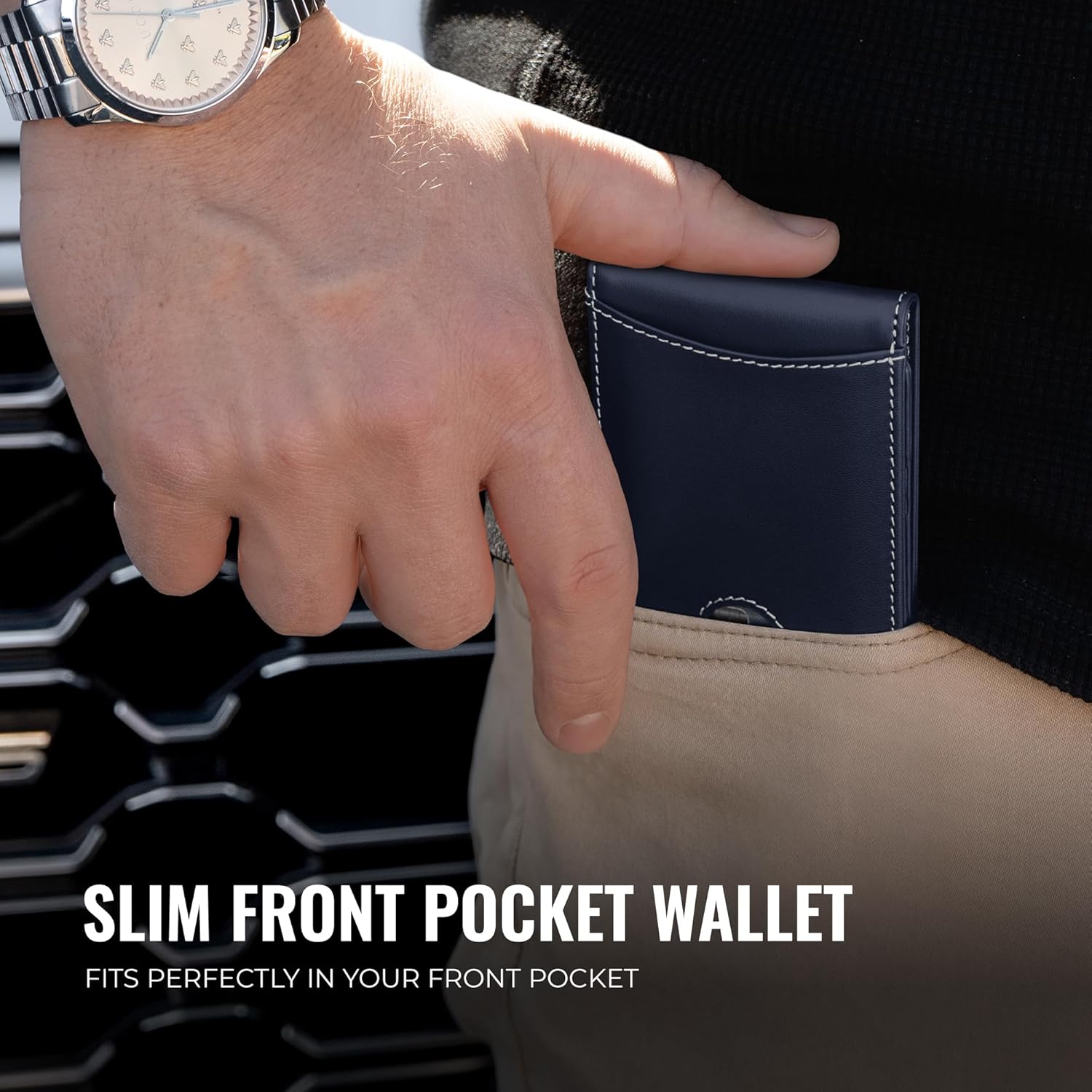 Kingly Cash Pocket Slim Wallet for Men - RFID Blocking Leather Card Holder - Minimalist Men’s Wallet for Front Pockets - Holds 1-15 Cards & Cash - Durable Italian Leather Wallets