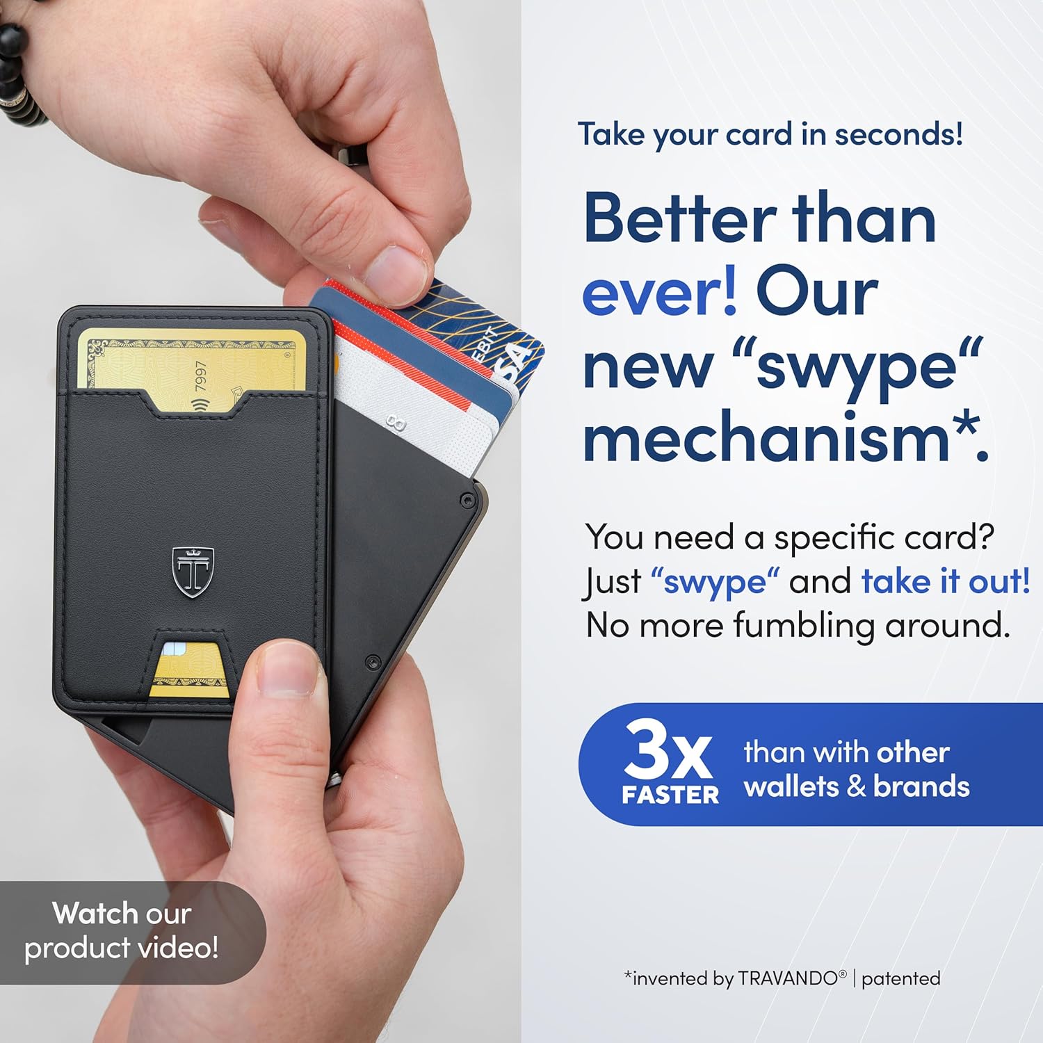 TRAVANDO Swype Slim Wallet for Men Metal RFID Blocking Mens Wallet Card Case (Black)