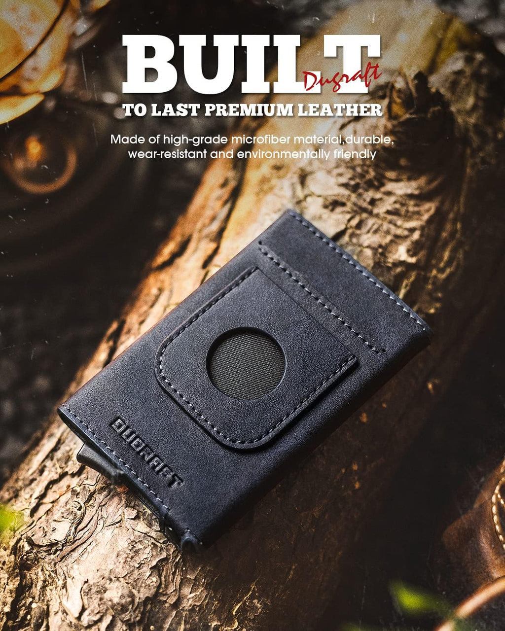 DUGRAFT Pop Up Wallet with AirTag Holder, RFID Blocking Air Tag Wallet with Money Clip Smart Credit Card Holder Wallet for Men(AirTag Not Included)