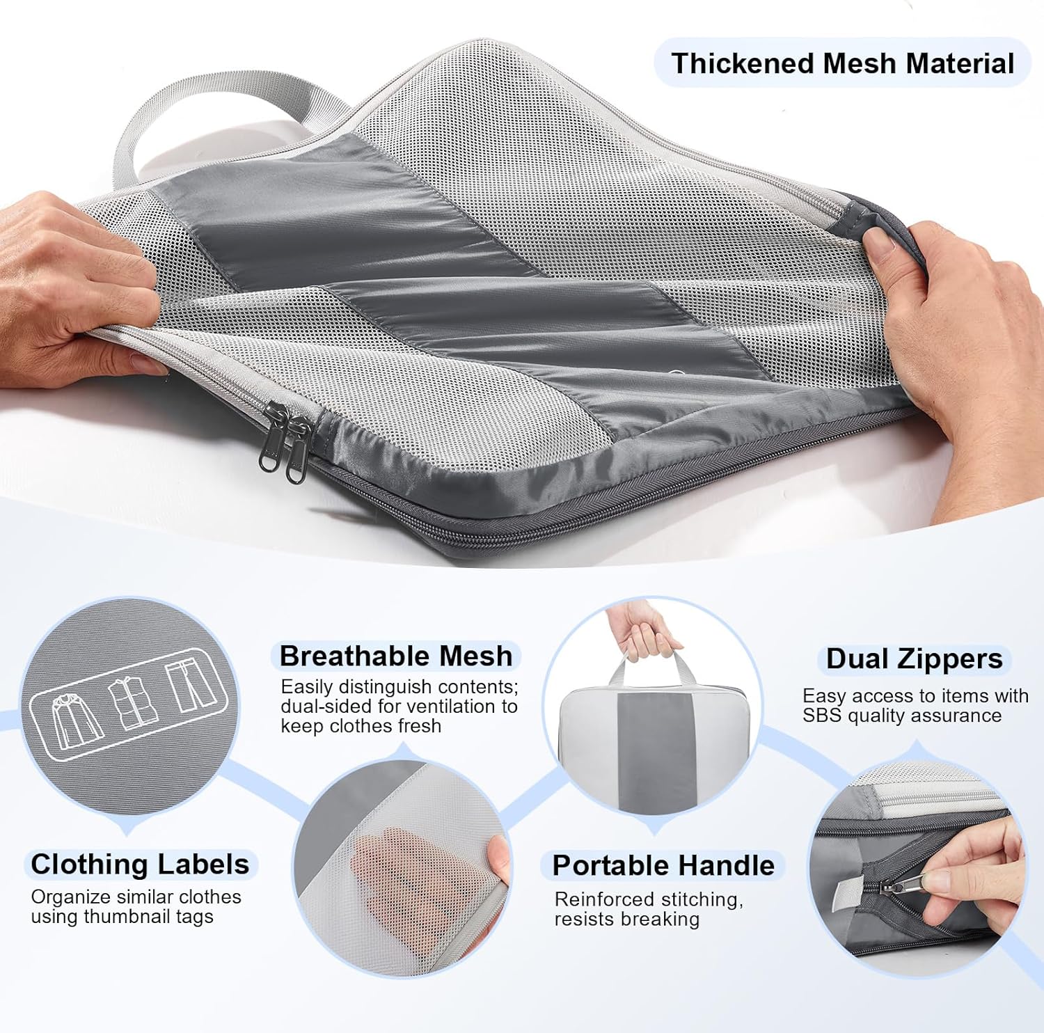 10 Set Compression Packing Cubes for Travel Essentials,Compressible Expandable Packing Cubes for Suitcase,OlarHike Luggage Organizer Bags for Travel,Handy Helper for Organizing Clothes(Gray)