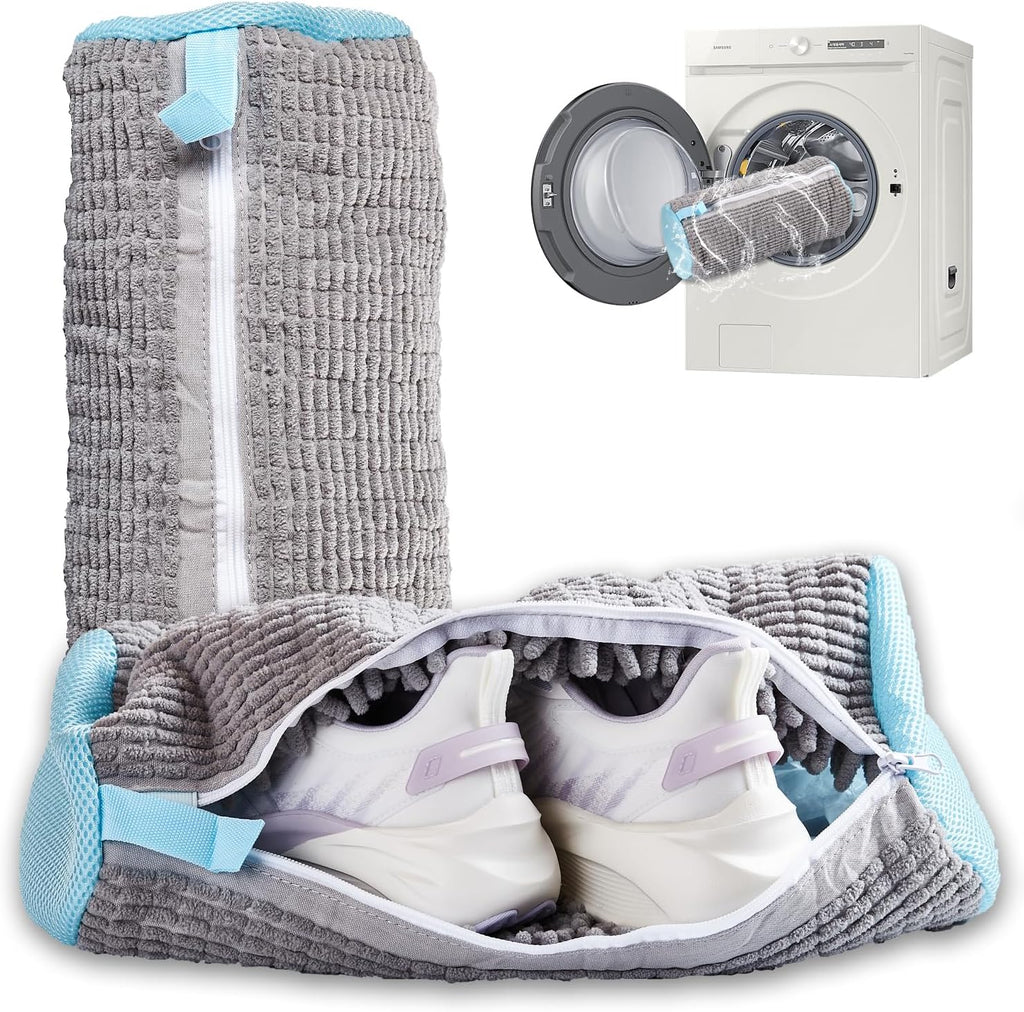 Shoe Washing Machine Bag, 2Pcs Reusable Shoe Cleaning Bag for Washing Machine, Shoe Laundry Bag for Washer, Cleaner bag for Sneakers Tennis Shoes (Grey 2pcs)