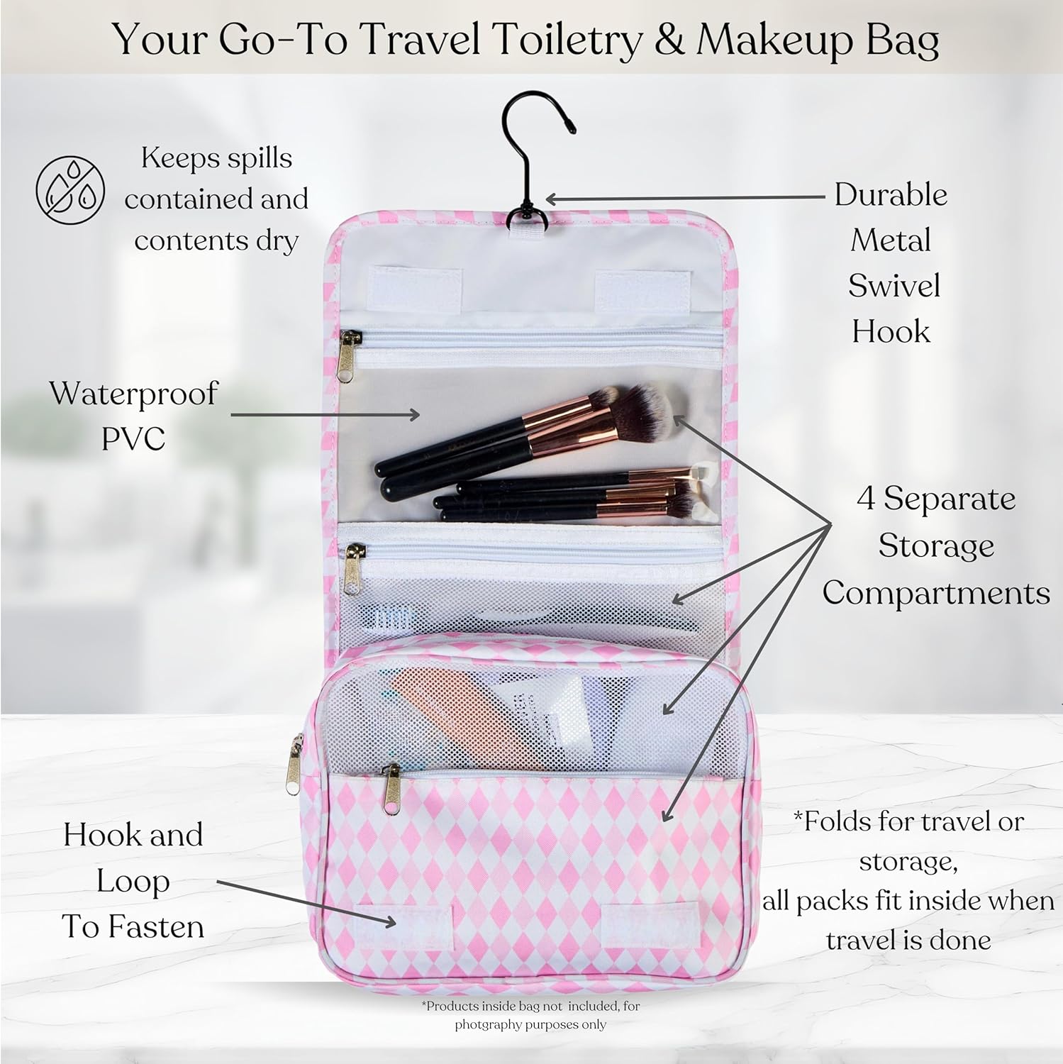 9 Set Packing Cubes - Suitcase Organizer, Cute Packing Cubes, Travel Bags Organizer for Luggage with Hanging Toiletry and Shoe Bag, Travel Essentials for Women, Men and Kids -Pink