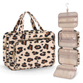 Wedama Toiletry Bag for Women, Medium Cosmetic Travel Bag, Hanging Toiletry Bag for Bathroom, PVC Waterproof Makeup Bag, Toiletries Bag for Travel Business Trips and Camping, Leopard Print