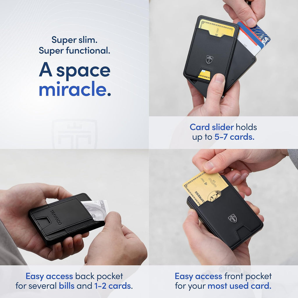 TRAVANDO Swype Slim Wallet for Men Metal RFID Blocking Mens Wallet Card Case (Black)