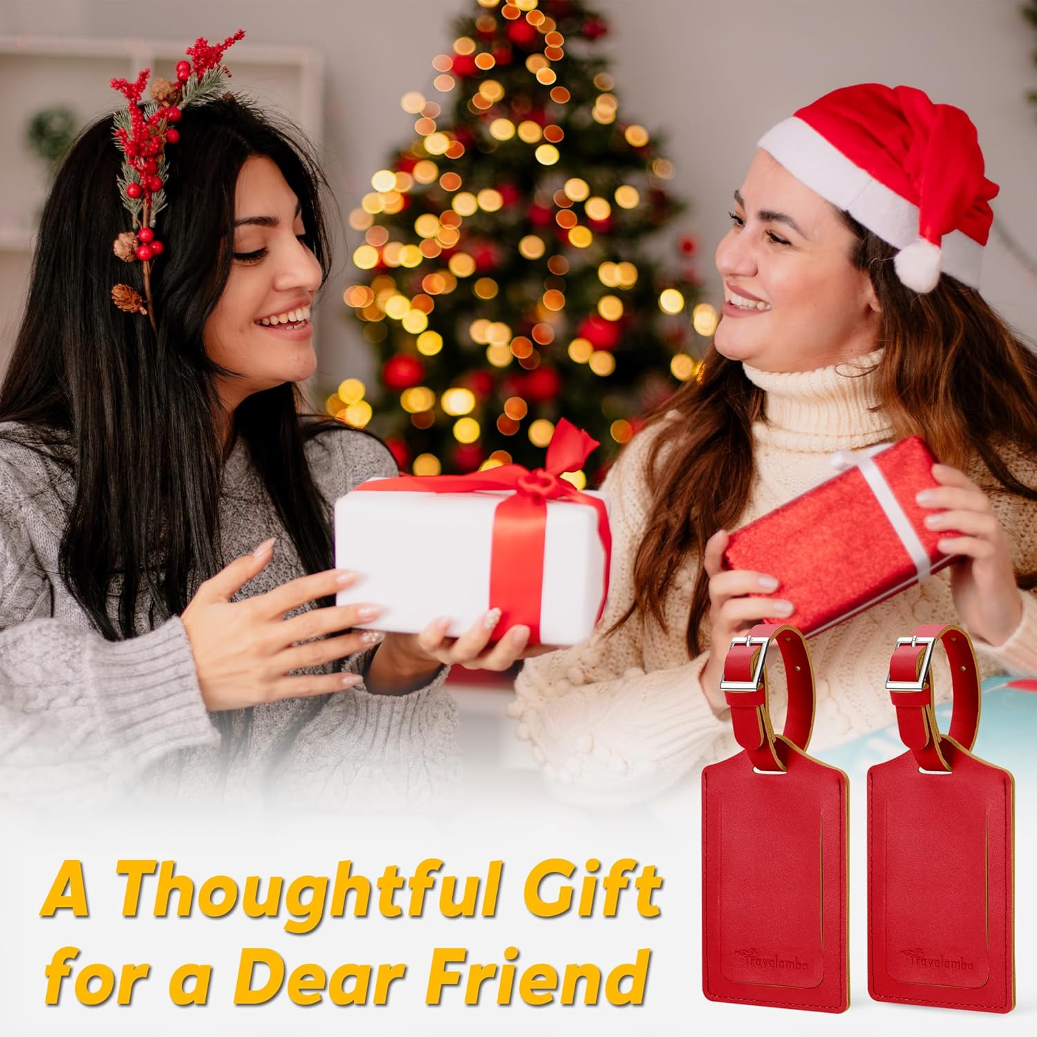 Travelambo Luggage Tags for Suitcases PU Leather Travel Tags Bag Tags Privacy Protection Travel Essentials