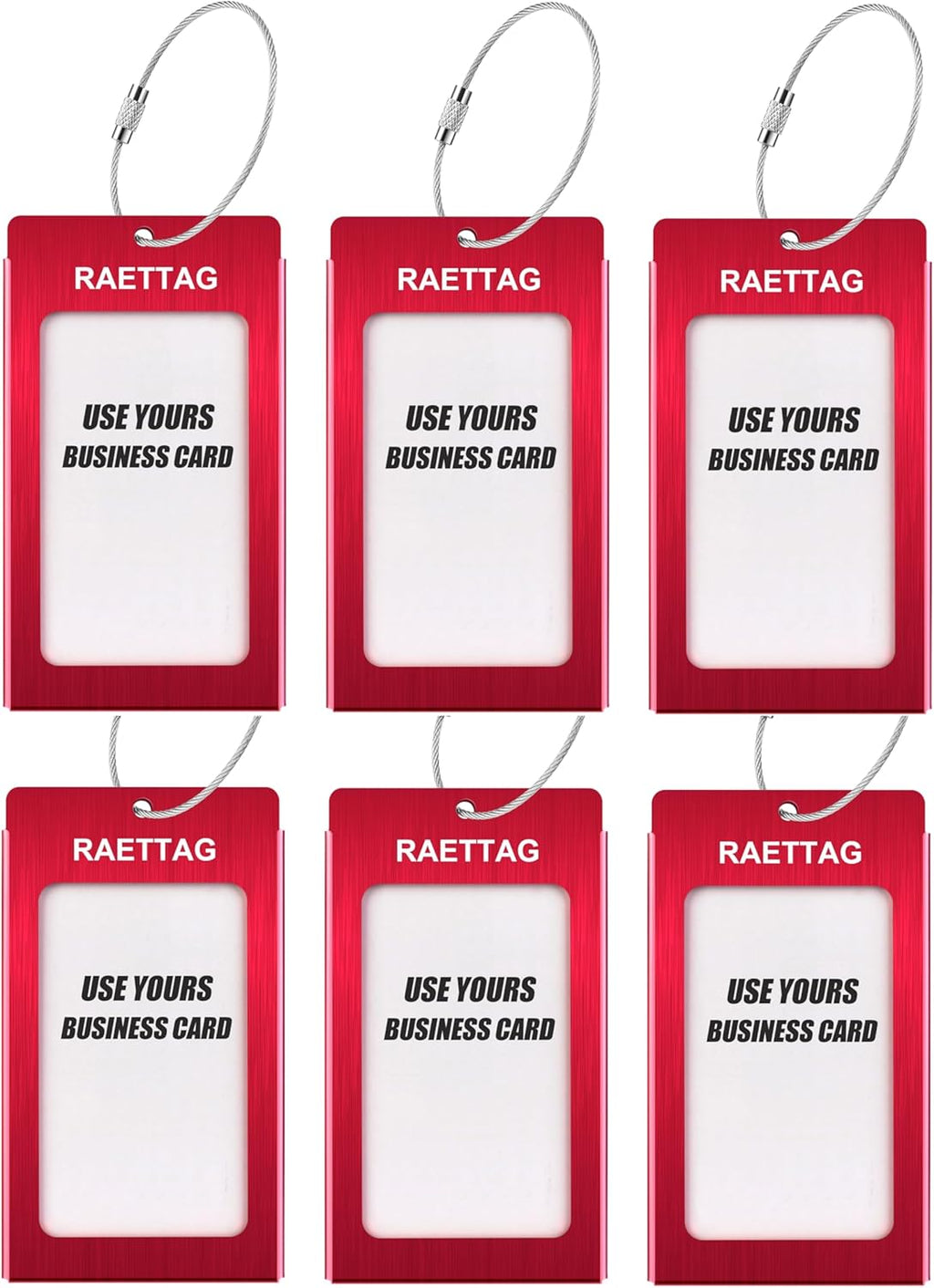 Luggage Tags Metal Suitcase Tags Travel Bag ID Identifier Luggage Tag (Red 6-Pack)