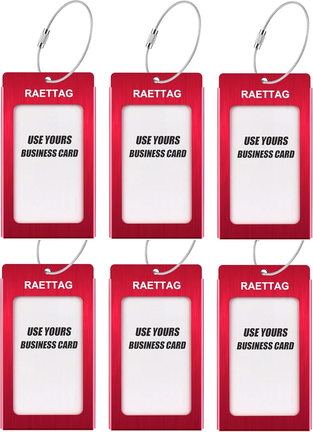 Luggage Tags Metal Suitcase Tags Travel Bag ID Identifier Luggage Tag (Red 6-Pack)