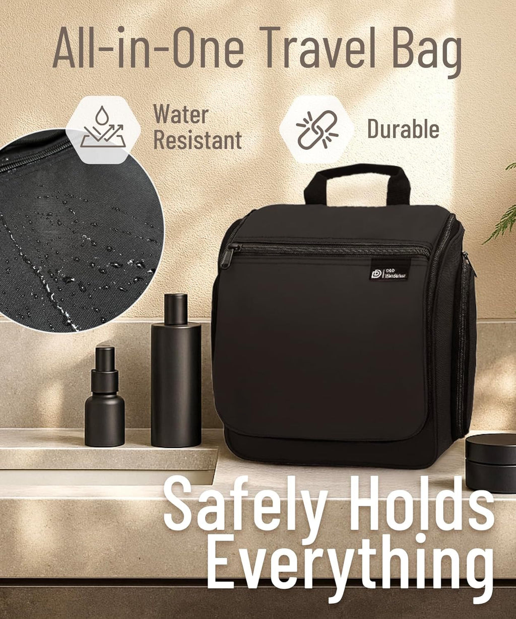 DD D&D Wanderlust D&D Hanging Travel Toiletry Bag for Men and Women - Extra Large Toiletries Organizer Kit with 10 Compartments, YKK Zippers, XXL Metal Swivel Hook, Water-Resistant Nylon