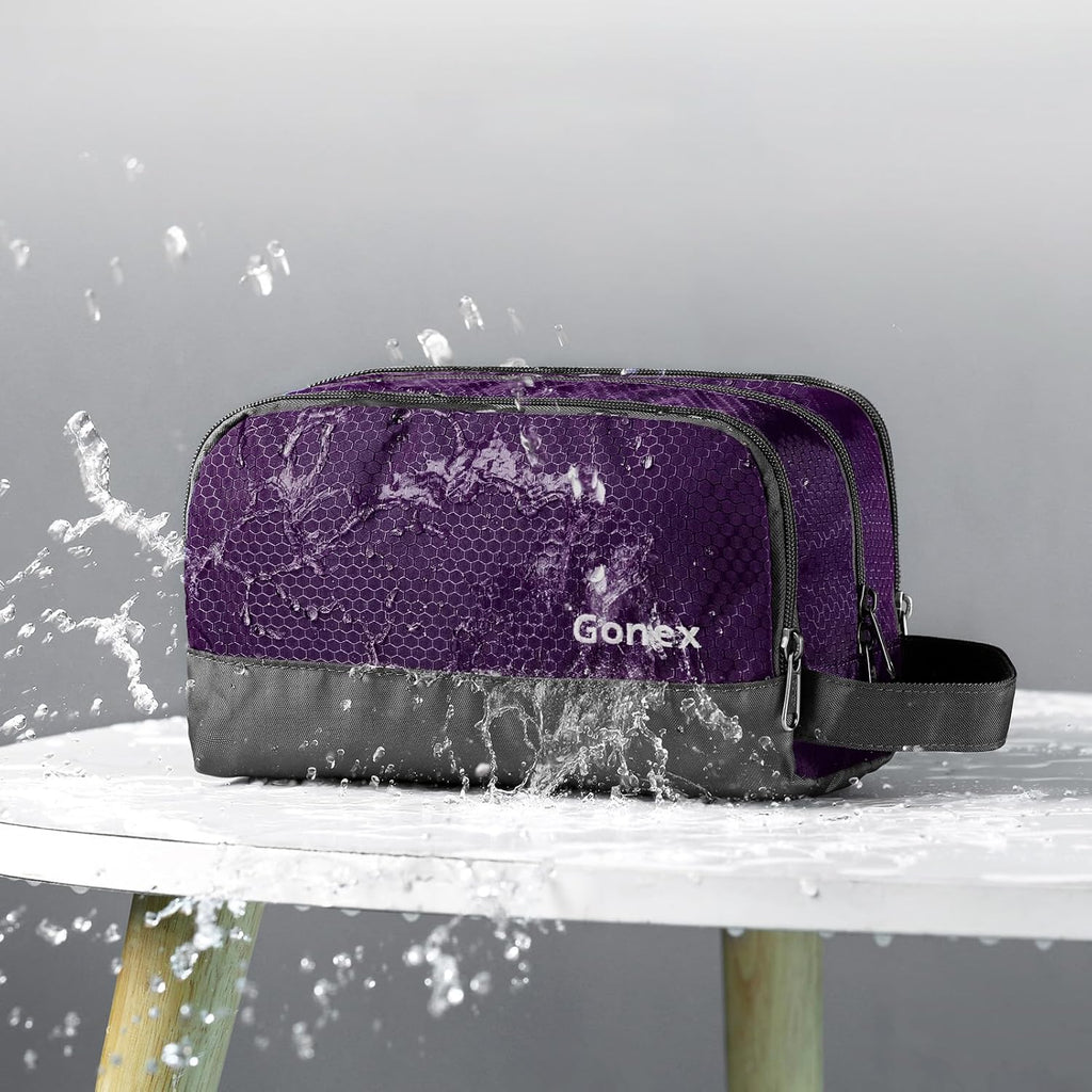 Gonex Travel Toiletry Bag Nylon, Dopp Kit Shaving Bag Toiletry Organizer Deep Purple
