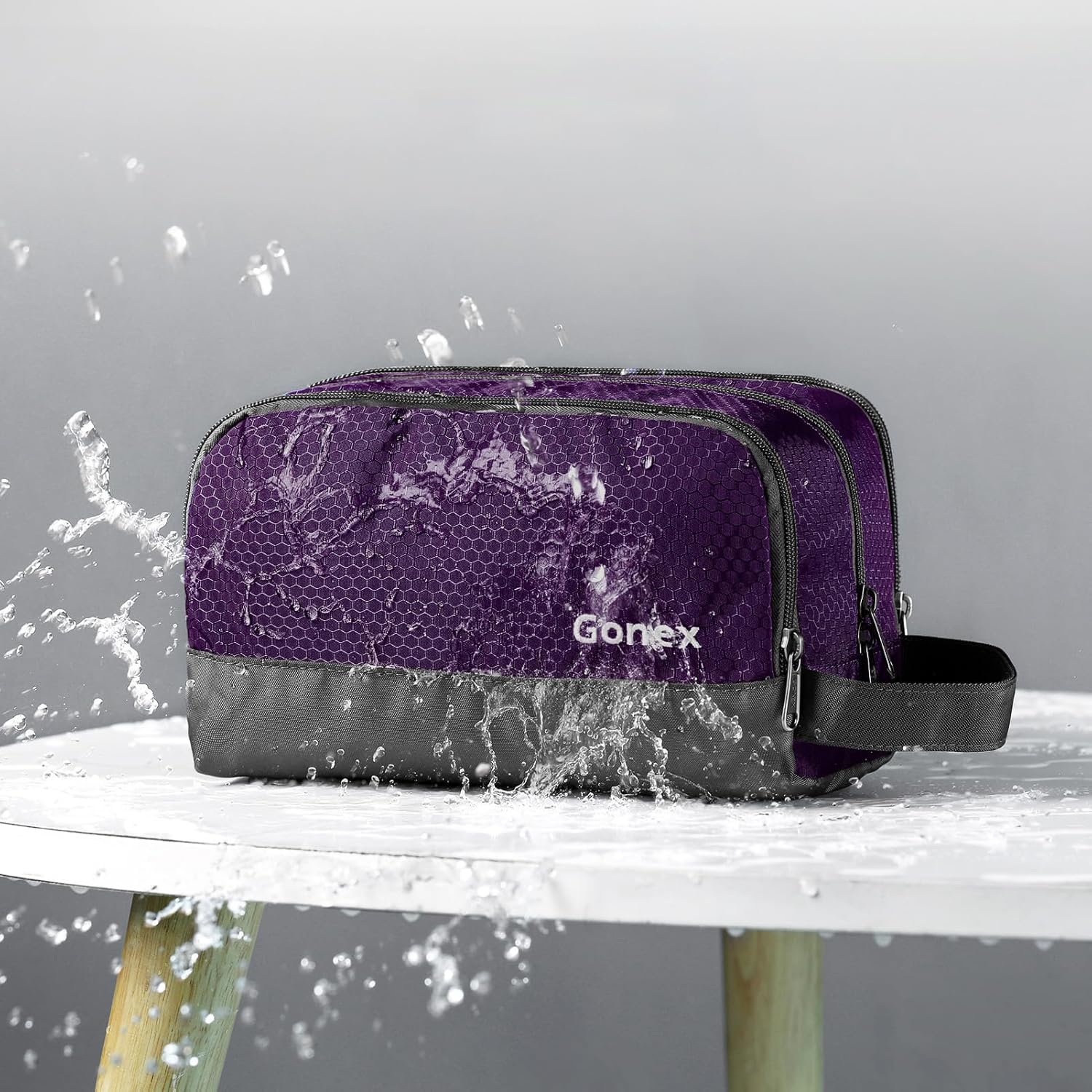 Gonex Travel Toiletry Bag Nylon, Dopp Kit Shaving Bag Toiletry Organizer Deep Purple