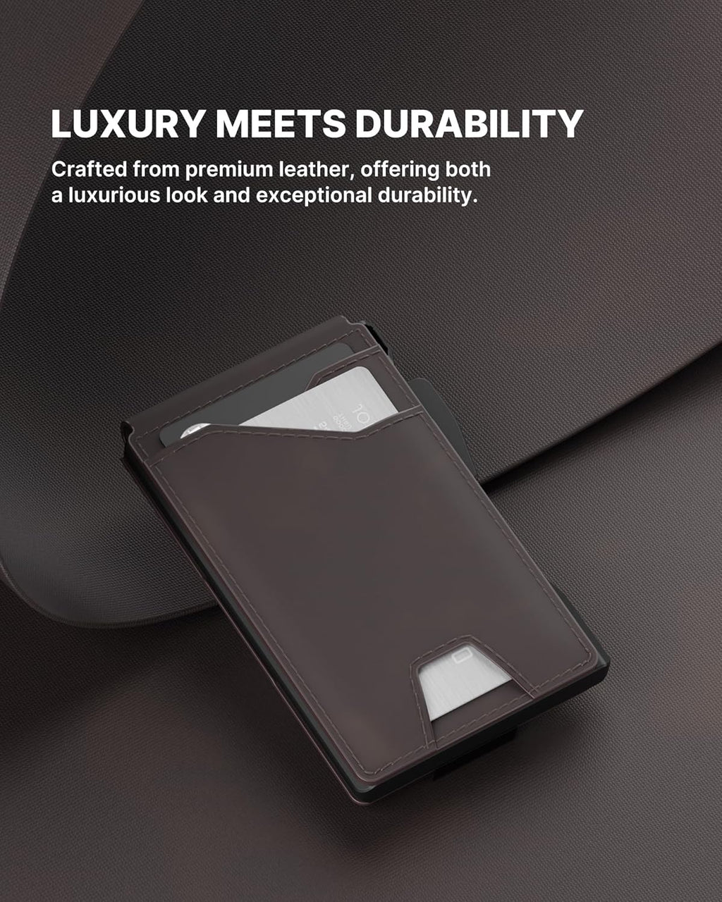 typecase Tactical Wallet for Men Card Holder: Pop Up Card Case, Genuine Leather, Smart, RFID Blocking, Slim, Minimalist, Thin, Front Pocket - 13 Card Capacitiy, ID Window, Money Clip (Dark Brown)