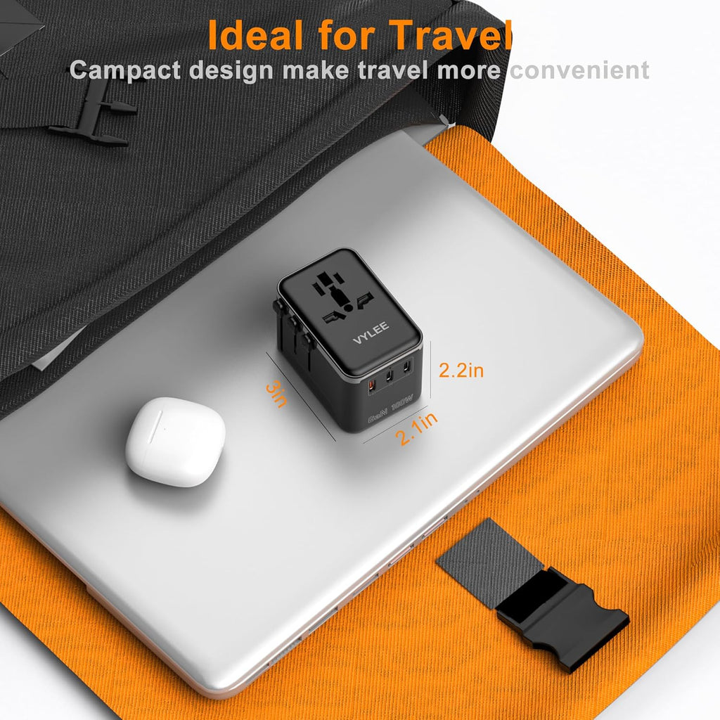 Universal Travel Adapter, PD100W GaN International Power Adapter with 3 USB C and 1 USB A Charging Ports, All in One Power Outlet, Worldwide Plug Adapter for US to European Europe UK AUS Ireland