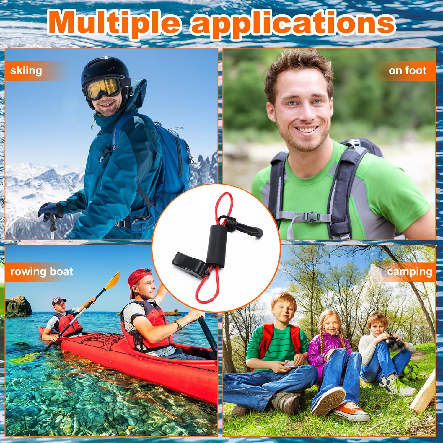 Whistle with Lanyard for Safety Boat Whistle Coast Guard Approved Float Boat Marine Camping Hiking Hunting Fishing Survival Rescue Signaling ski Accessories