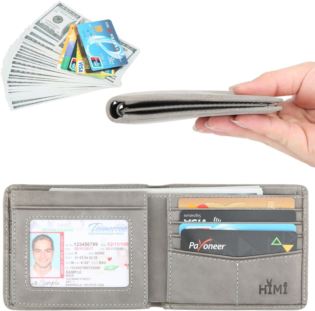 Wallet for Men-Genuine Leather RFID Blocking Bifold Stylish Wallet With 2 ID Window